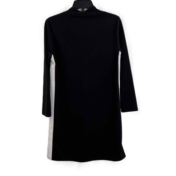 MNG Shift Dress Black with White Stripe Long Sleeves V Neck Womens XS - Picture 4 of 6